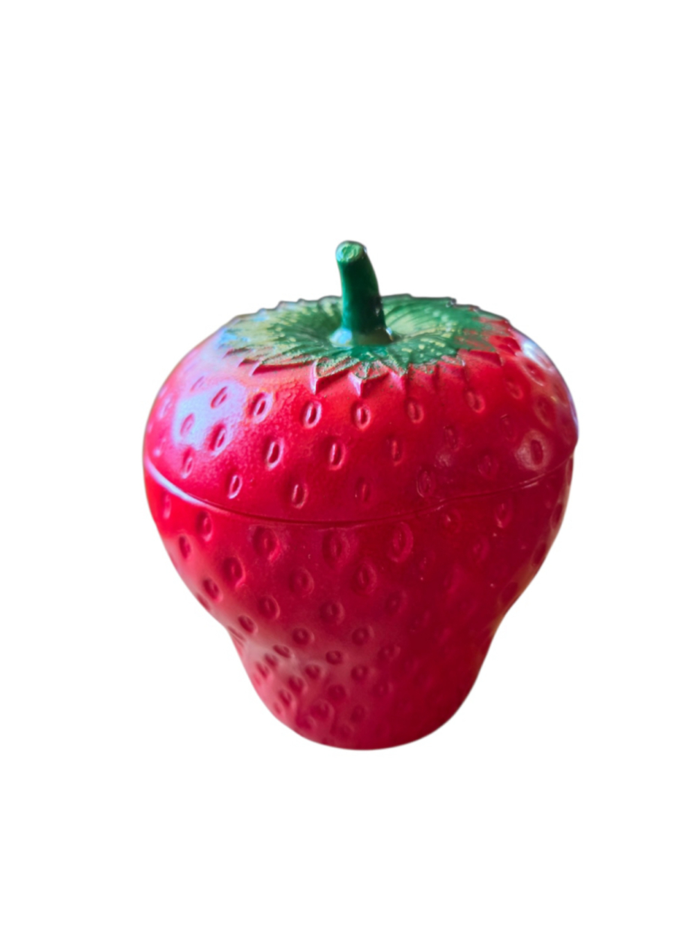 Vintage Hazel-Atlas Strawberry Milk Glass Jam Jar Painted Red With Lid